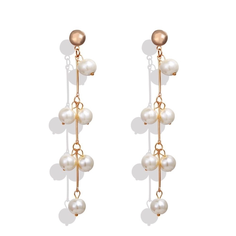 *ALESHIA* Pearl x Gold Fashion Dangle Earrings